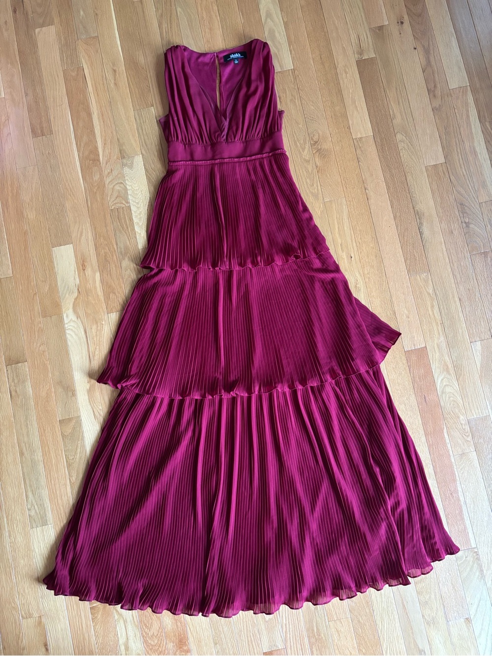 Lulu's Burgundy Pleated Tiered Maxi Dress